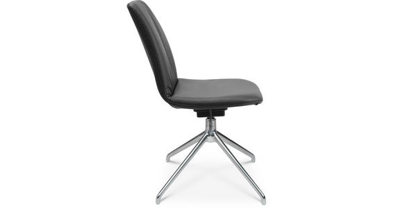 STUHL in Aluminium Echtleder pigmentiert Metall, Leder - Anthrazit/Alufarben, Design, Leder/Metall (46/81,5-84,5/55cm) - Johann Jakob