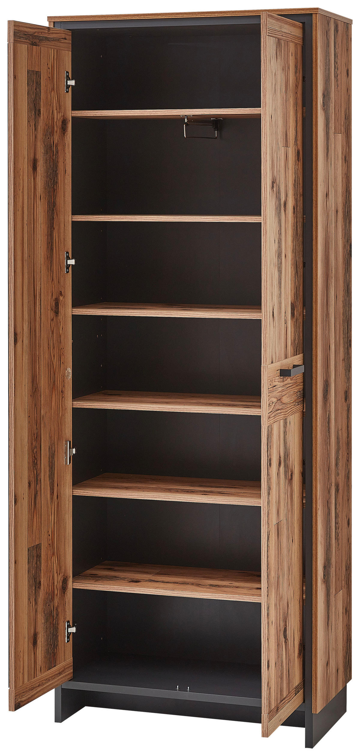 GARDEROBENSCHRANK  in 80/203/38 cm  - Graphitfarben/Kieferfarben, KONVENTIONELL, Holzwerkstoff/Metall (80/203/38cm) - MID.YOU
