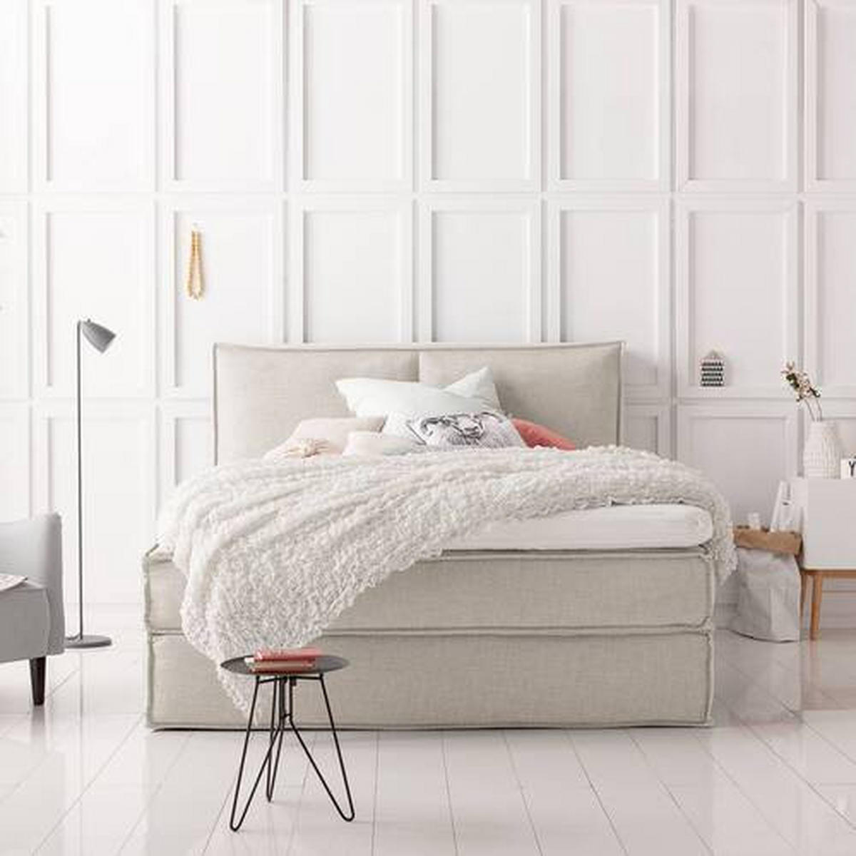 BOXSPRINGBETT 180/200 cm  in Beige  - Beige, Design, Textil (180/200cm) - home24