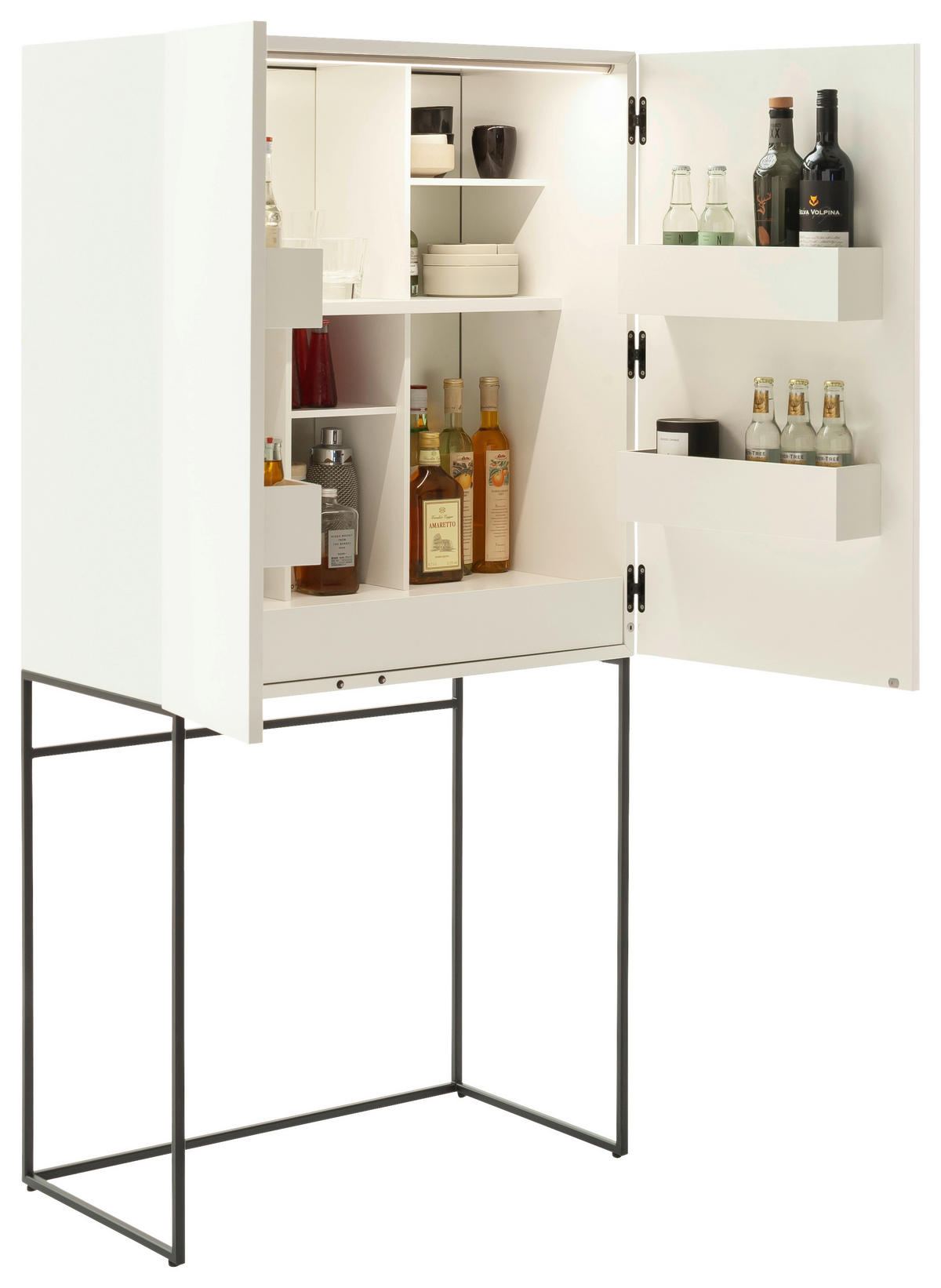 BARSCHRANK Weiss  80/165/45 cm  - Weiss/Schwarz, Design, Holzwerkstoff/Metall (80/165/45cm) - Schöner Wohnen