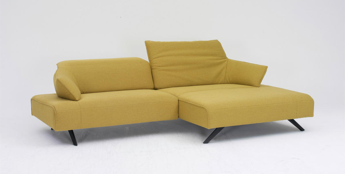 ECKSOFA in Struktur Currygelb  - Currygelb/Anthrazit, Design, Textil/Metall (276/165cm) - Himolla