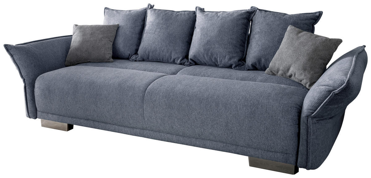 BIGSOFA in Chenille Hellblau  - Chromfarben/Silberfarben, Modern, Kunststoff/Textil (242/71/90/131cm) - Livetastic