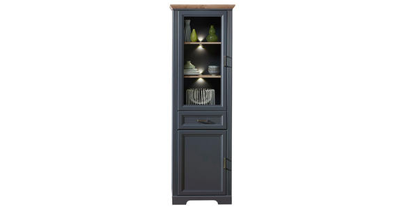 VITRINE  in Eiche Artisan  - Graphitfarben/Eiche Artisan, ROMANTIK / LANDHAUS, Glas/Holzwerkstoff (66/204/42cm) - Hom`in