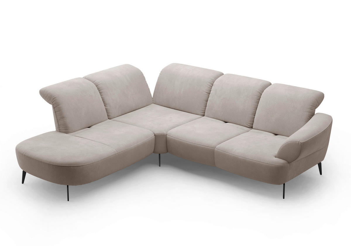ECKSOFA in Flachgewebe Greige  - Greige/Schwarz, Modern, Textil/Metall (270/302cm) - Sit & More