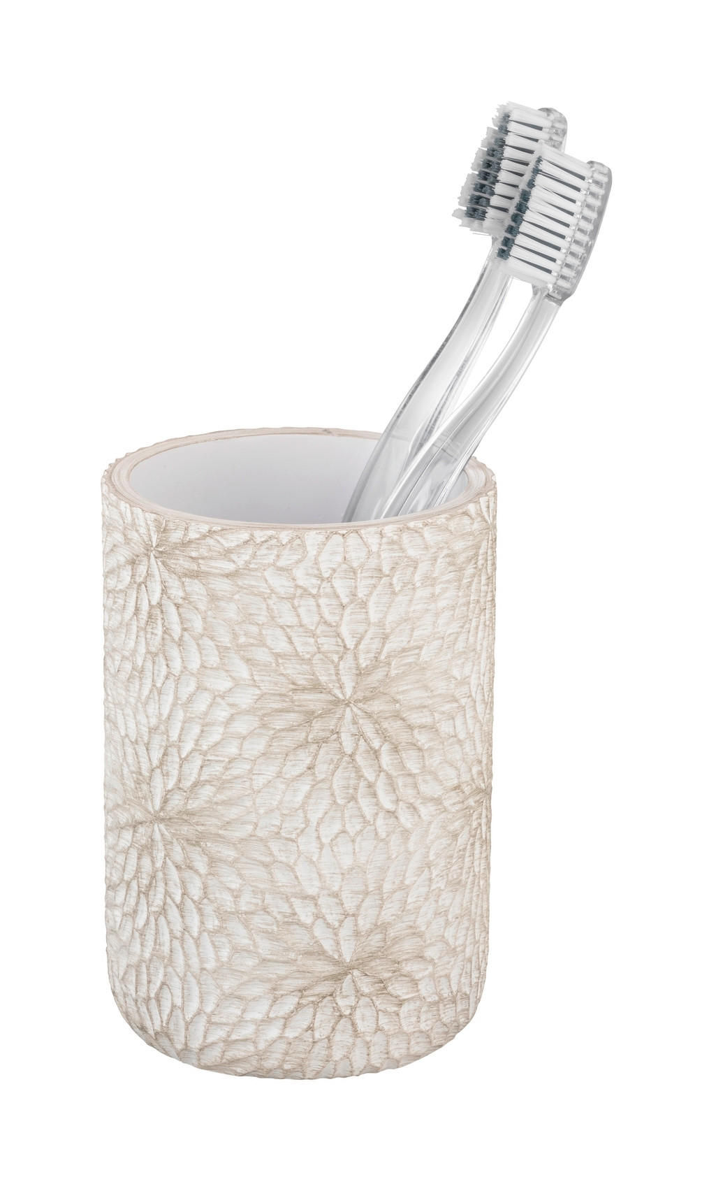 ZAHNPUTZBECHER MONTALFANO  - Beige/Weiß, Basics, Kunststoff (7,5/10/7,5cm) - Wenko