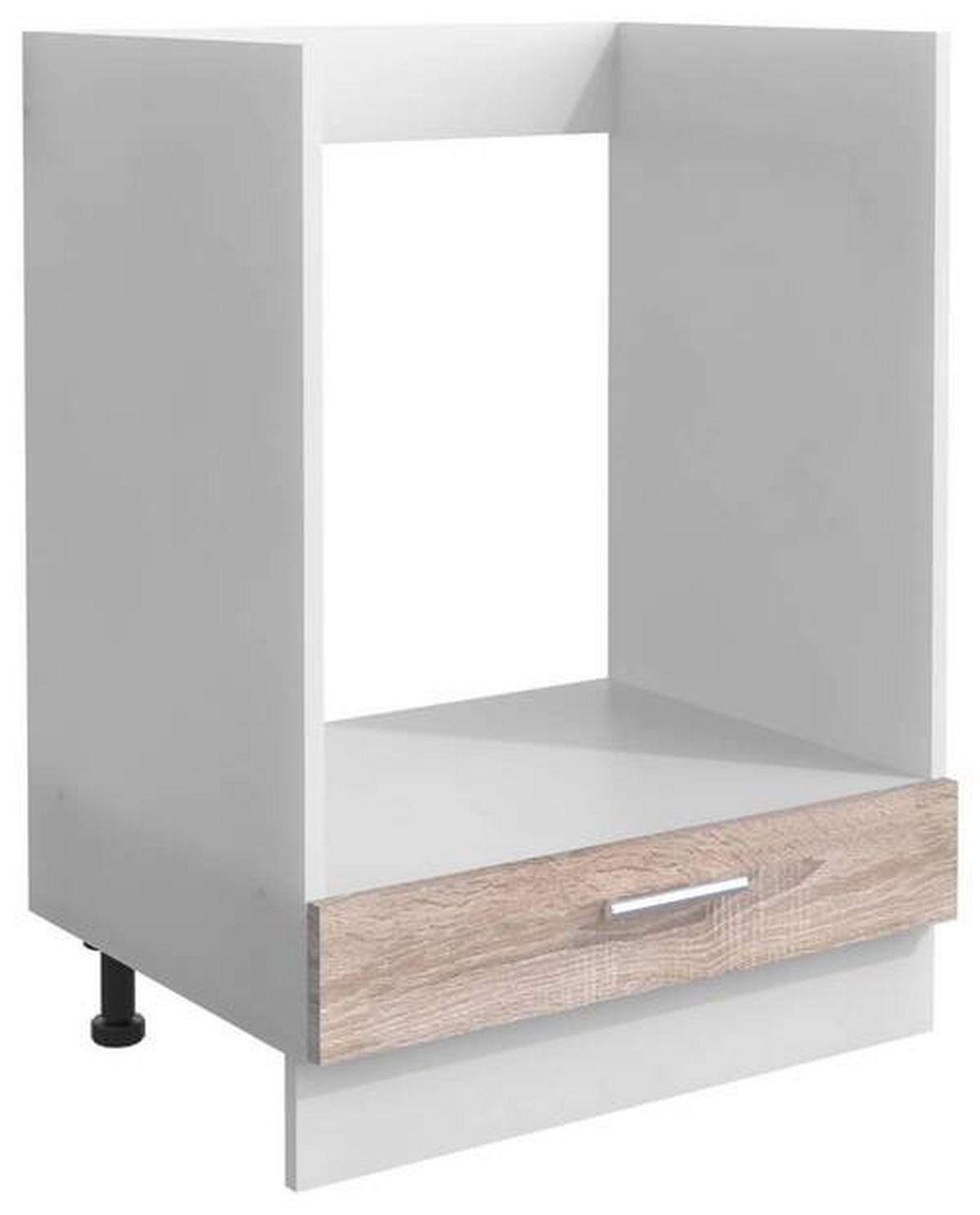 HERDUMBAUSCHRANK 60/82/46 cm  in Weiss, Sonoma Eiche  - Weiss/Alufarben, Design, Holzwerkstoff/Metall (60/82/46cm) - MID.YOU