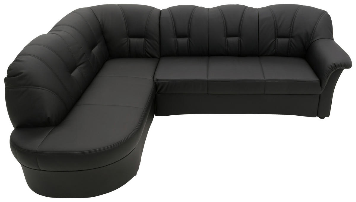 ECKSOFA in Lederlook Schwarz  180/243 cm  - Schwarz, KONVENTIONELL, Kunststoff/Textil (180/243cm) - MID.YOU