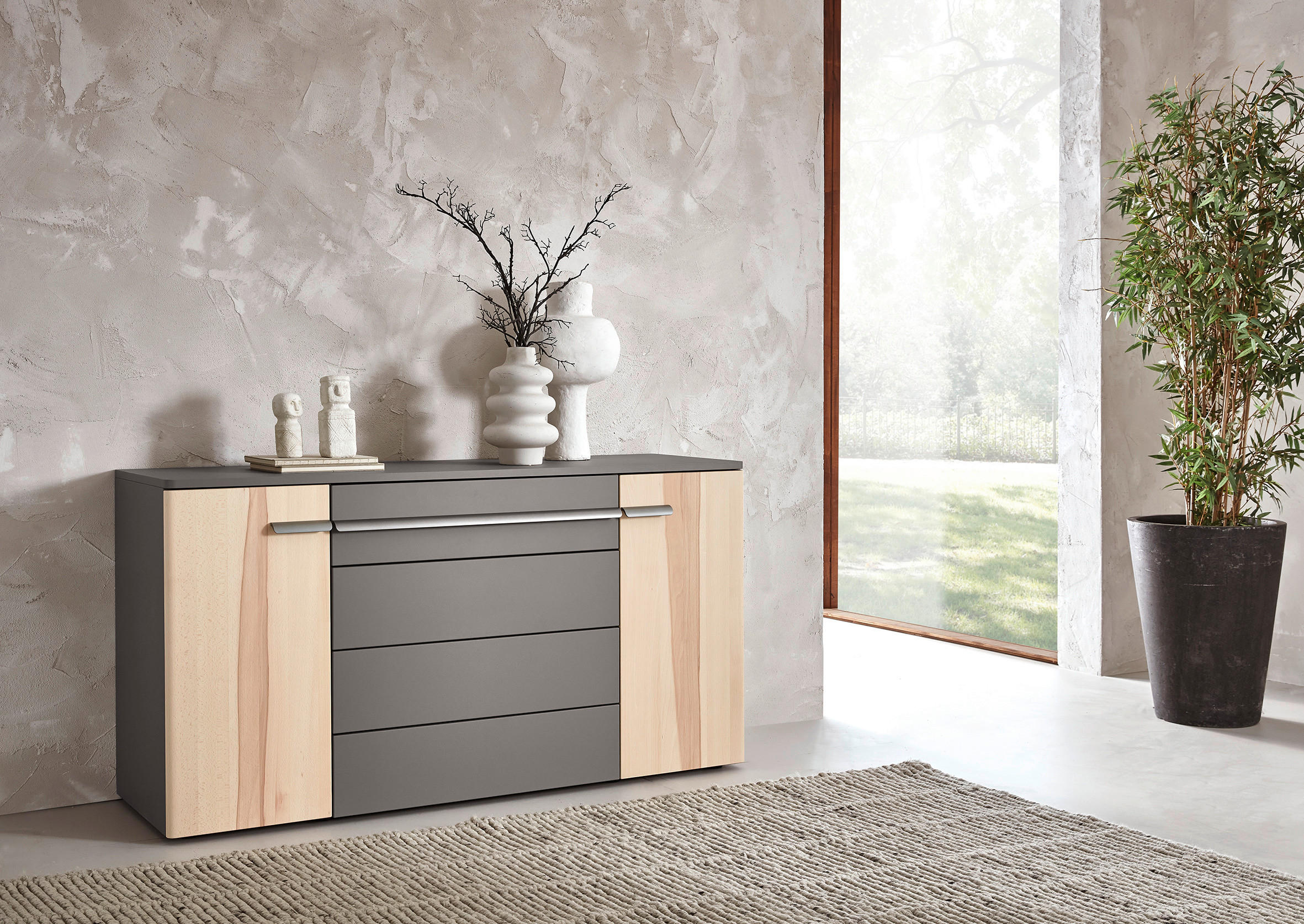 SIDEBOARD 153,6/80,7/45,4 cm  in Buchefarben, Fango  - Fango/Titanfarben, Design, Holz/Holzwerkstoff (153,6/80,7/45,4cm) - Valdera