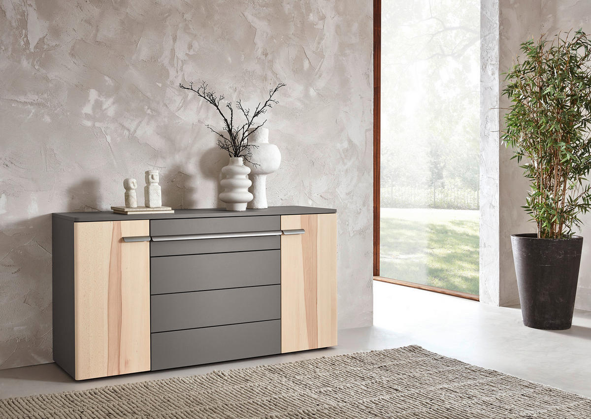 SIDEBOARD  in 153,6/80,7/45,4 cm  - Fango/Titanfarben, Design, Holz/Holzwerkstoff (153,6/80,7/45,4cm) - Valdera