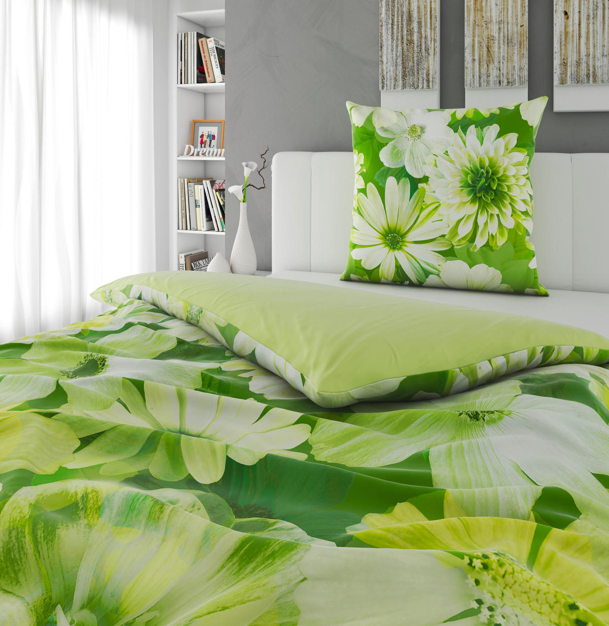 WENDEBETTWÄSCHE 135/200 cm  - Grün, Textil (135/200cm) - Bio:Vio