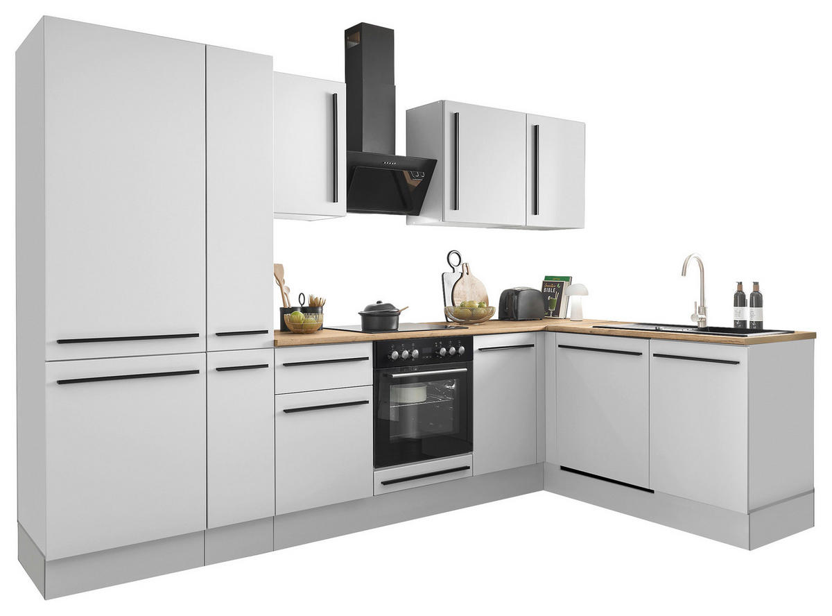 ECKKÜCHE 310/175 cm  in Weiß  - Eichefarben/Schwarz, Design, Holzwerkstoff/Kunststoff (310/175cm) - MID.YOU