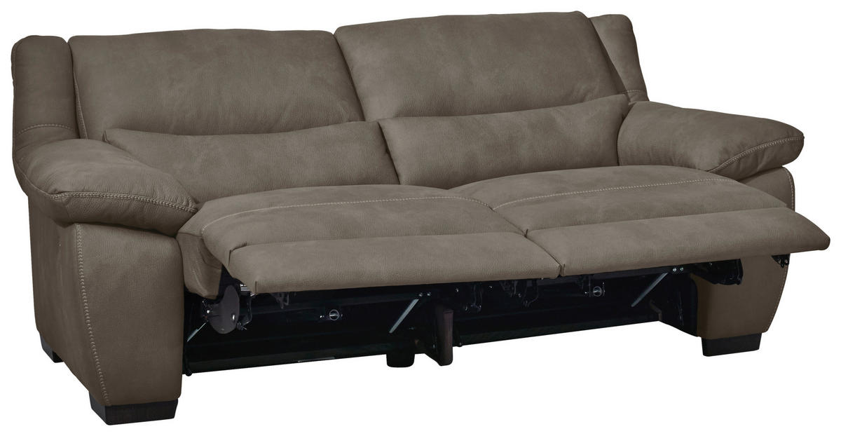 2-SITZER mit elektr.Funktion in Webstoff Braun, Greige  - Wengefarben/Greige, Konventionell, Holz/Textil (173/96/99cm) - Livetastic