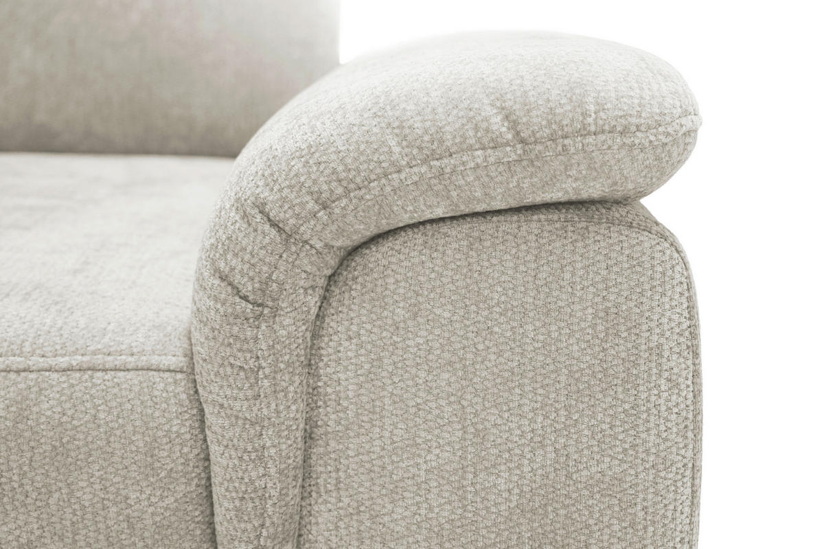 ECKSOFA Naturfarben Chenille Bettkasten, Schlaffunktion, Rücken echt, Kopfteilverstellung, Liegefläche im Originalstoff  - Schwarz/Naturfarben, KONVENTIONELL, Textil/Metall (206/265cm) - Carryhome