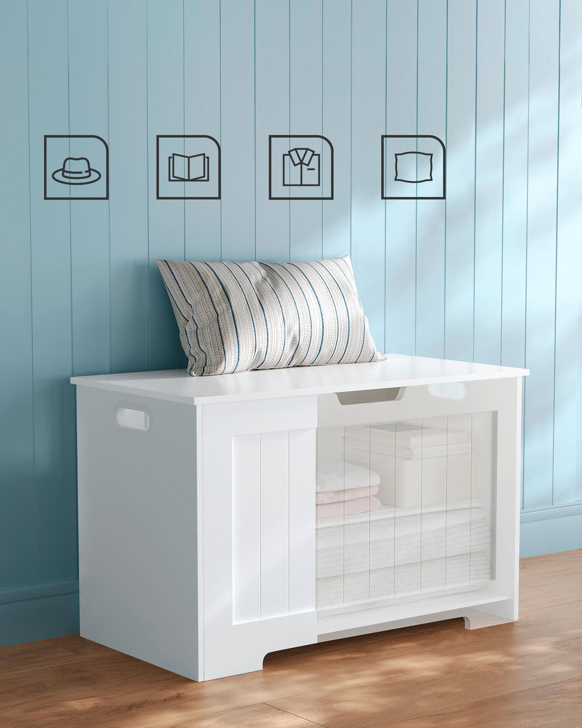 TRUHE in 76/48/40 cm  - Weiß, Trend, Holzwerkstoff (76/48/40cm) - Boxxx