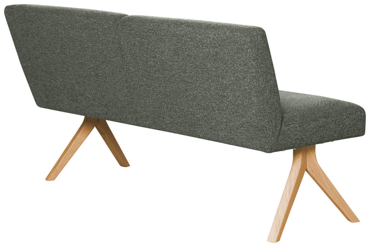 SITZBANK Holz, Textil Graugrün  - Eichefarben/Graugrün, Konventionell, Holz/Textil (160/85/69cm) - Linea Natura
