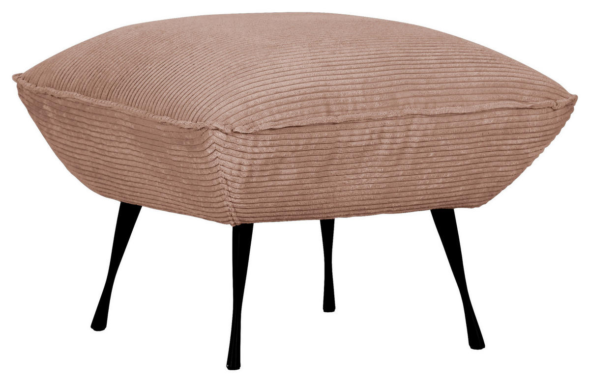 HOCKER in Textil Rosa  - Schwarz/Rosa, Konventionell, Textil/Metall (60/49/53cm) - MID.YOU