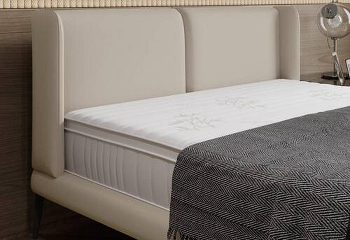 STOPPAD SÄNG 180/200 cm  i beige  - vit/beige, Modern, metall/textil (180/200cm) - Johann Jakob