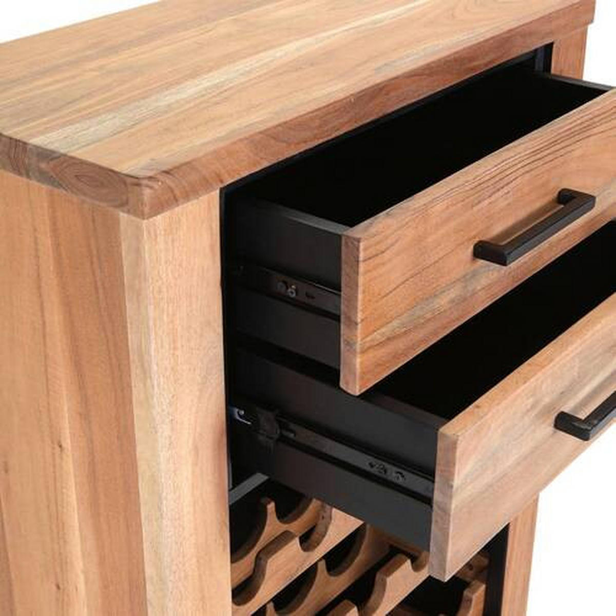 WEINREGAL   - Schwarz/Akaziefarben, LIFESTYLE, Holz/Metall (65/105/35cm) - Landscape