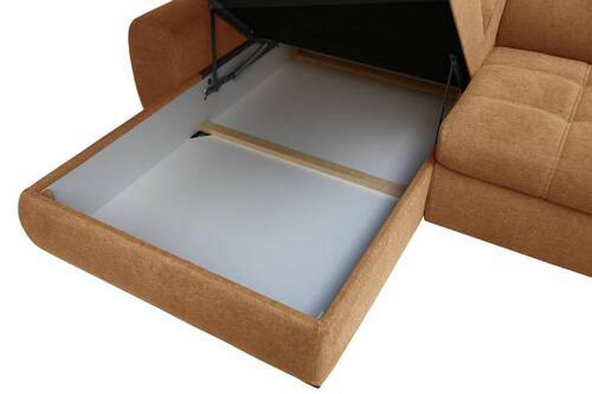 ECKSOFA inkl.Funktionen Orange Webstoff  - Schwarz/Orange, Design, Kunststoff/Textil (276/173cm) - Stylife