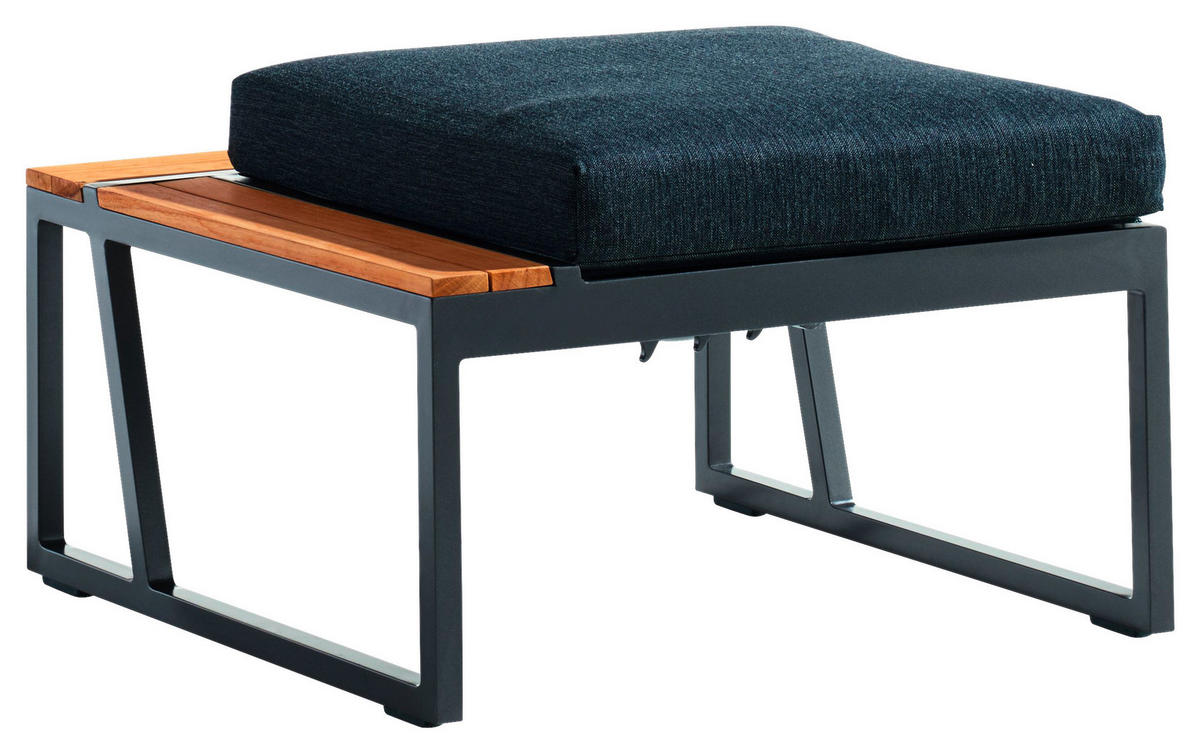 LOUNGEHOCKER 69/33/69 cm Teakholz Aluminium  - Grau, Basics, Holz/Textil (69/33/69cm) - Sieger