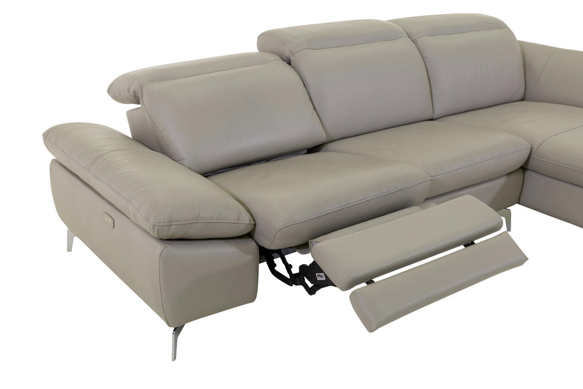 SEDEŽNA GARNITURA, kombinacija pravo usnje/videz usnja umazano rjava  - barve kroma/umazano rjava, Design, kovina/tekstil (275/167cm) - Xora