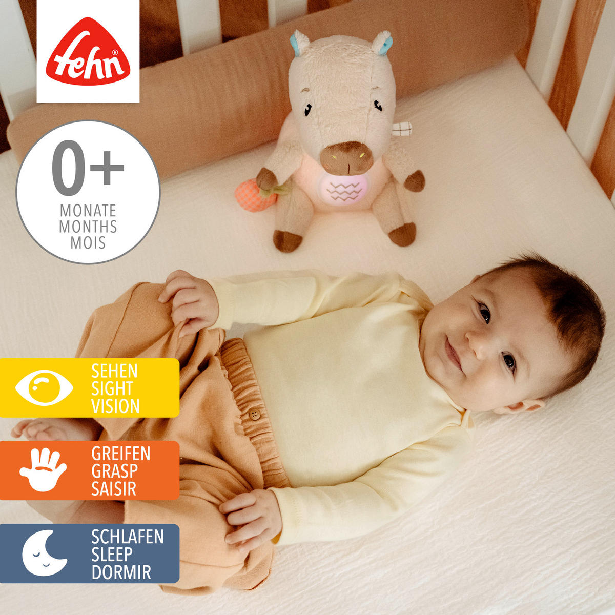 KINDER-NACHTLICHT Capybara Clara 20/10,5/11,6 cm   - Multicolor, Basics, Textil (20/10,5/11,6cm) - Fehn