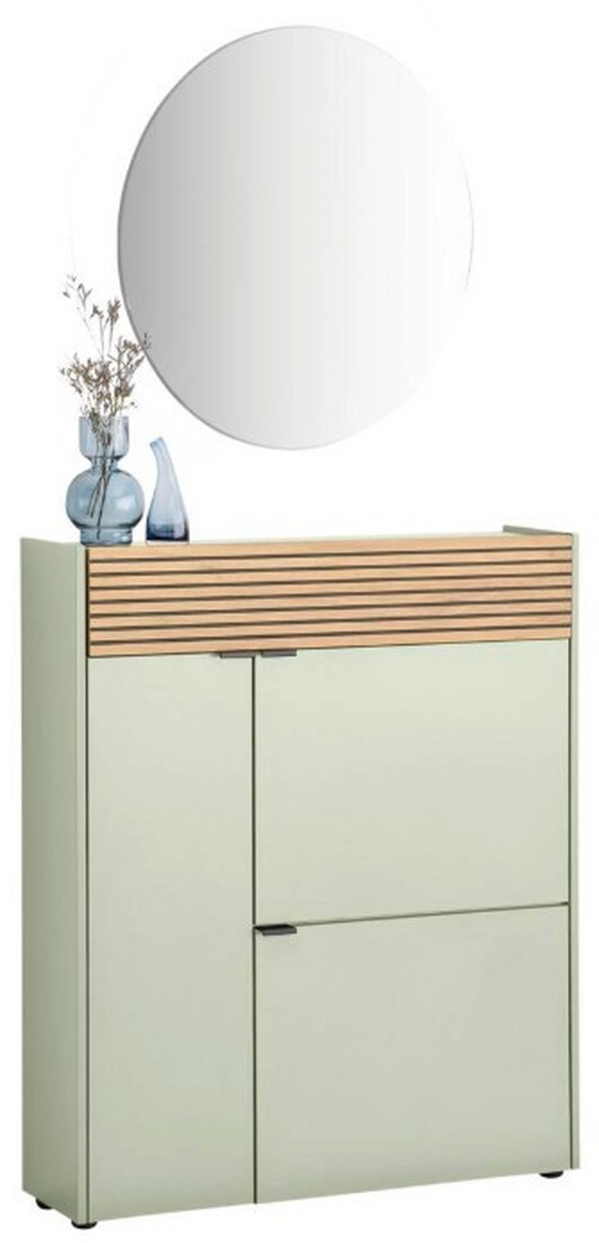 GARDEROBE 2-teilig  in 83/200/22 cm  - Eichefarben/Grün, Design, Glas/Holzwerkstoff (83/200/22cm) - Voleo