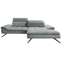 KUTNA GARNITURA tekstil  svijetlo siva   - svijetlo siva/crna, Design, tekstil/metal (288/179-202cm) - Stylife