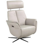 RELAXSESSEL Argo Echtleder Relaxfunktion, Kopfteilverstellung, Rücken echt    - Hellgrau, Design, Leder (71/110/80cm) - Novel