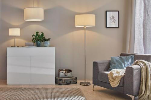STEHLEUCHTE 45/160 cm    - Creme, Design, Textil/Metall (45/160cm) - Paulmann
