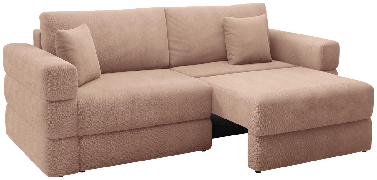 SCHLAFSOFA TERAZZO in Webstoff Rosa  - Schwarz/Rosa, Design, Kunststoff/Textil (254/93/167cm) - Livetastic