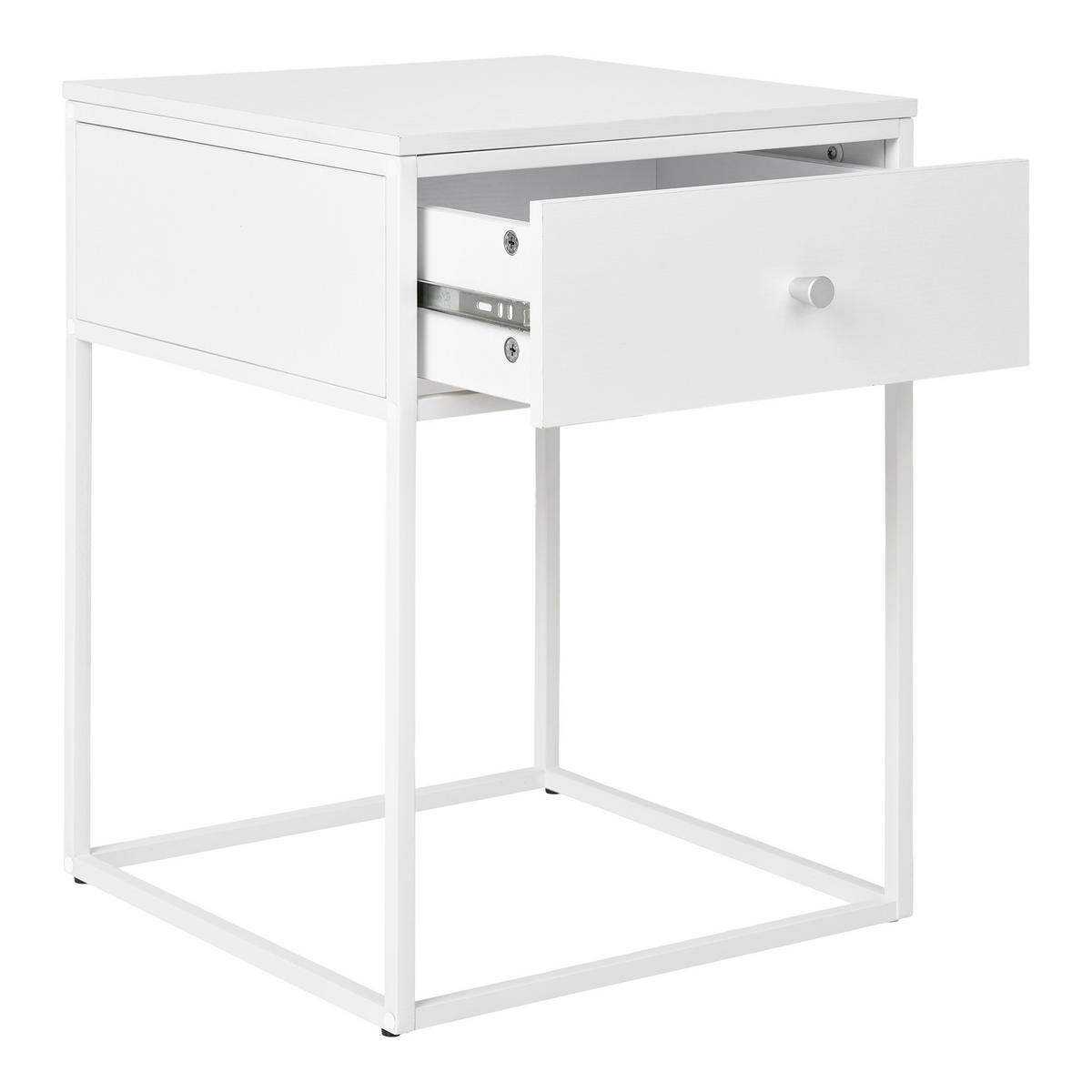BEISTELLTISCH in Holz, Metall  - Weiß, Design, Holz/Metall (40/55/40cm)
