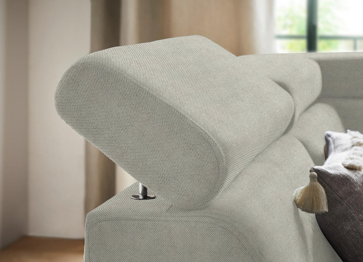 ECKSOFA in Webstoff Ecru  - Ecru/Schwarz, Design, Textil/Metall (203/260cm) - Stylife