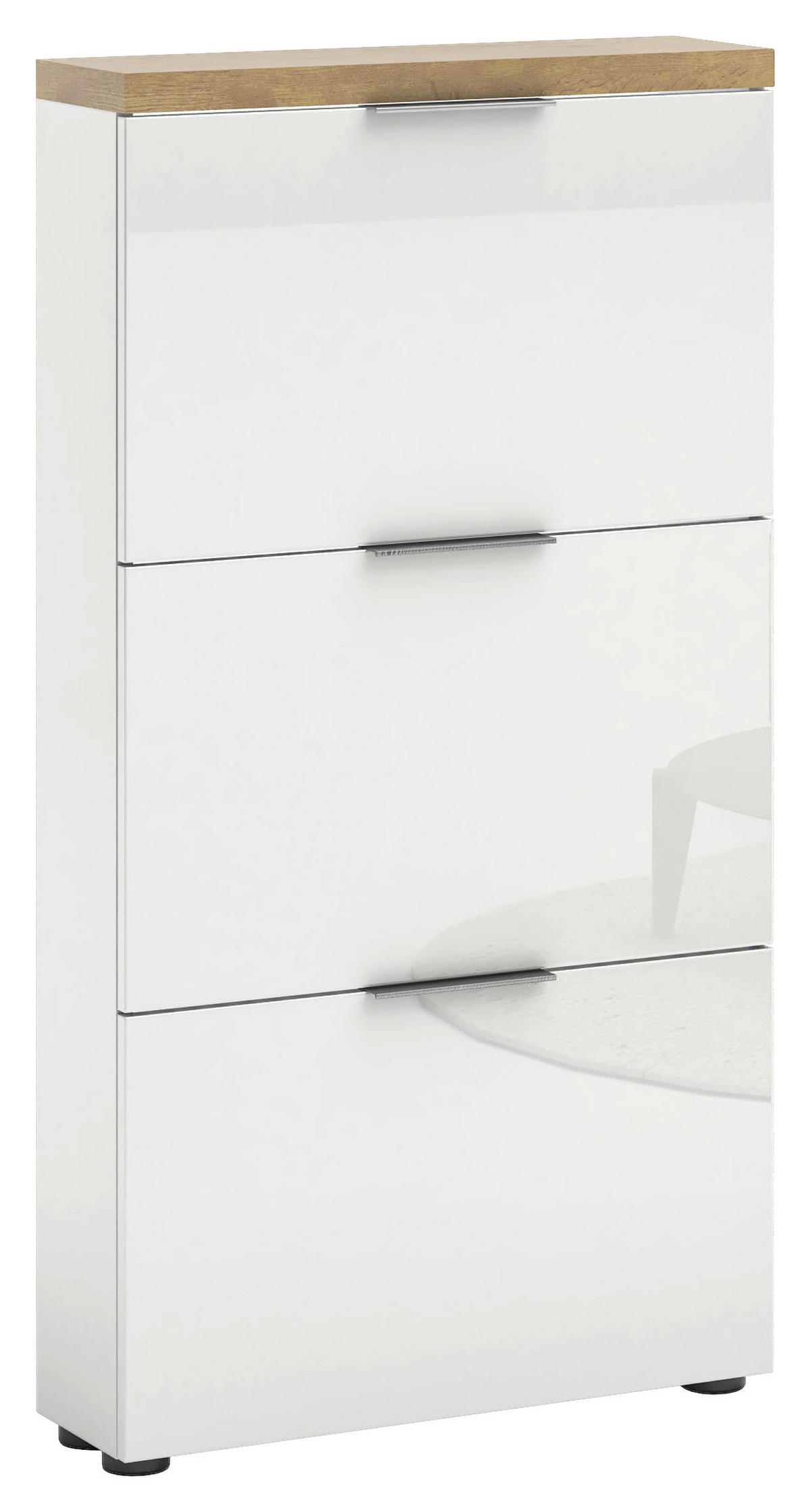 SCHUHKIPPER  in 65/123/19 cm  - Eichefarben/Weiß Hochglanz, Design, Holzwerkstoff/Kunststoff (65/123/19cm) - Xora