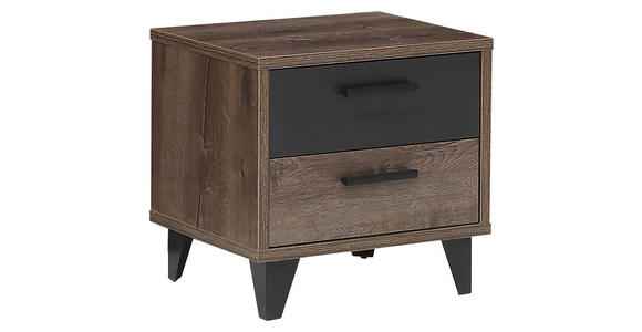 NACHTKÄSTCHEN in Schwarz, Eichefarben - Eichefarben/Schwarz, Design, Holzwerkstoff/Kunststoff (49,8/48,5/41,5cm) - Carryhome