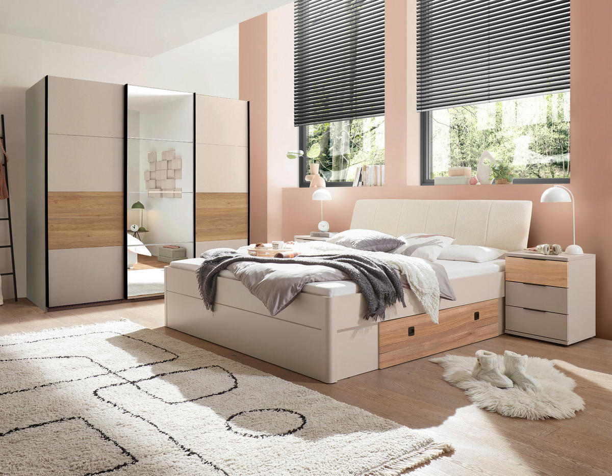 STAURAUMBETT 180/200 cm,  in Eichefarben, Kaschmir,  - Kaschmir/Eichefarben, Trend, Holzwerkstoff (180/200cm) - Boxxx