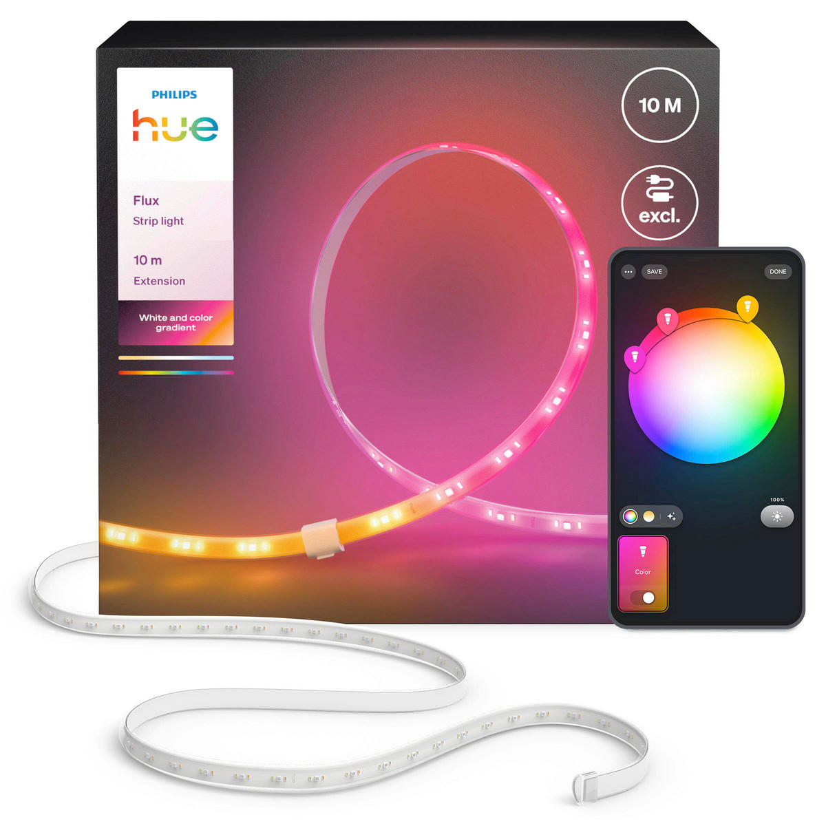 LED-STRIP Flux 1,5/0.6/1000 cm  - Weiß, Basics, Kunststoff (1,5/0.6/1000cm) - Philips HUE