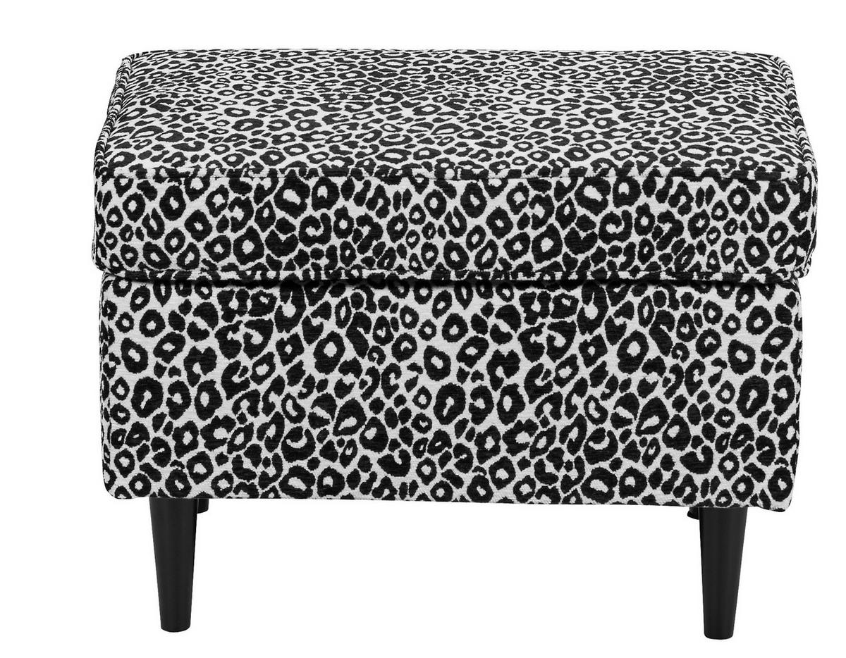 HOCKER LEO Jacquard, Webstoff Schwarz, Weiß  - Schwarz/Weiß, MODERN, Holz/Textil (63/43/42cm) - MID.YOU