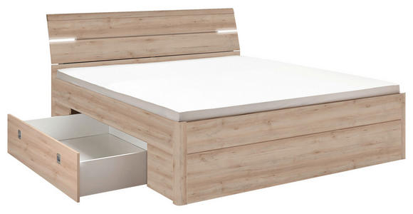 BETT 180/200 cm in Buchefarben - Buchefarben/Schwarz, KONVENTIONELL, Holzwerkstoff/Kunststoff (180/200cm) - Carryhome