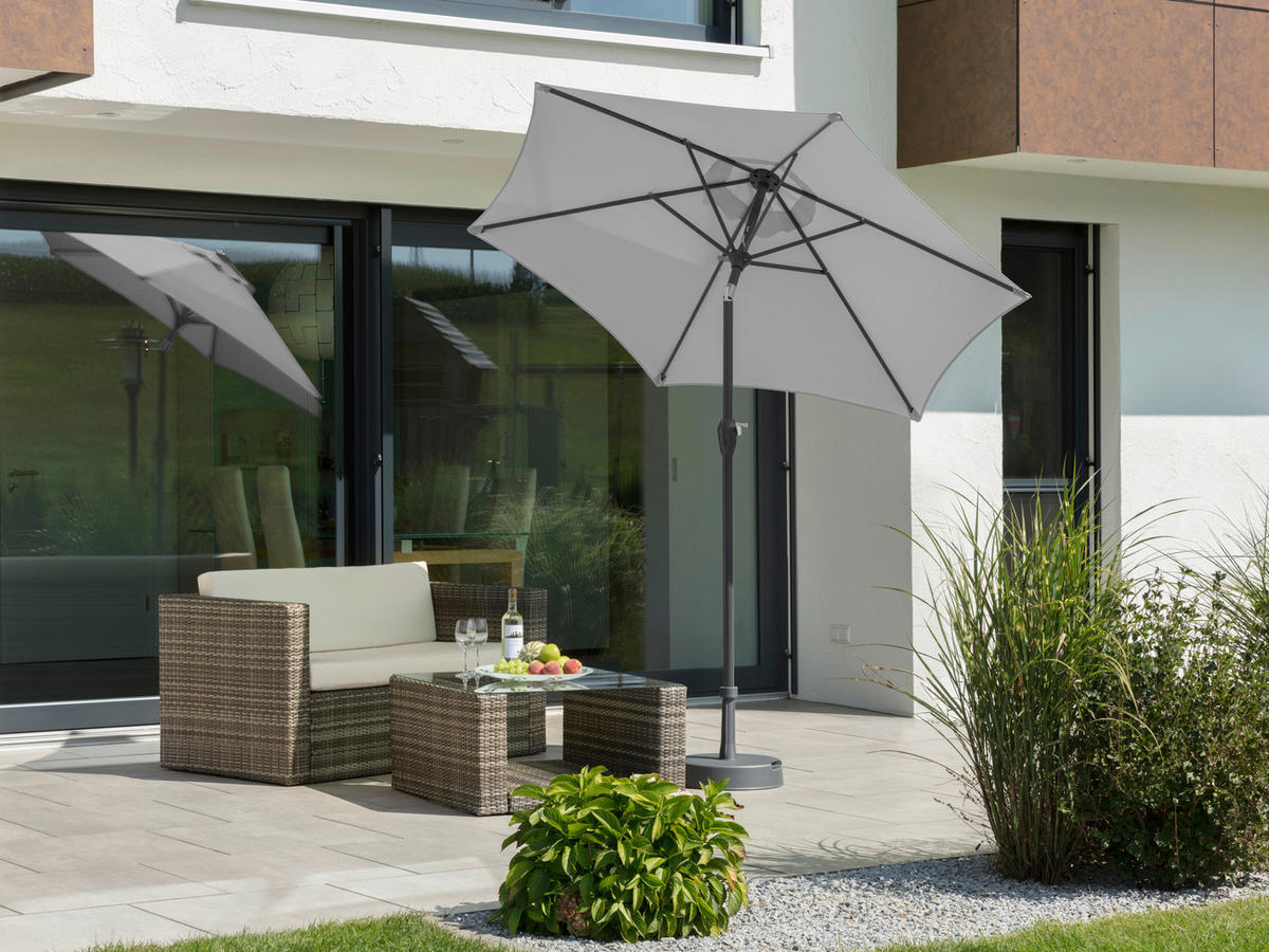 SONNENSCHIRM   - Anthrazit/Silberfarben, Basics, Textil/Metall (220/210/220cm) - Schneider