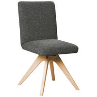 STUHL Webstoff Dunkelgrau Eiche vollmassiv  - Dunkelgrau/Eichefarben, KONVENTIONELL, Holz/Textil (47/89/60cm) - Linea Natura