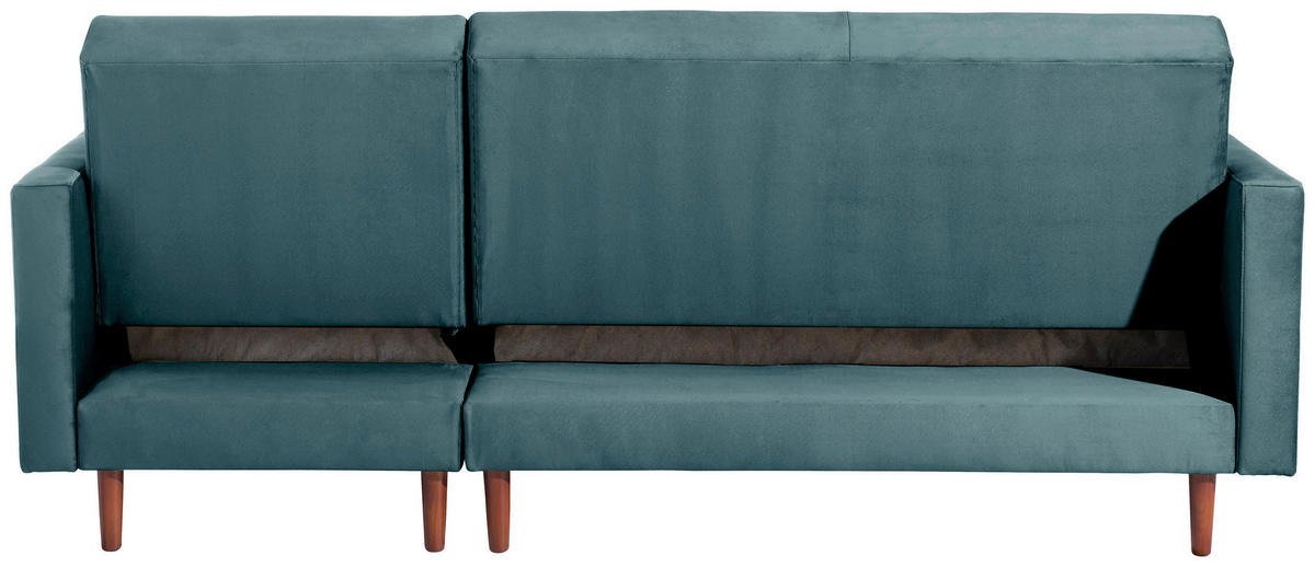 ECKSCHLAFSOFA inkl. Hocker in Blau Textil   - Blau/Eschefarben, Design, Holz/Textil (223/152cm) - Max Winzer