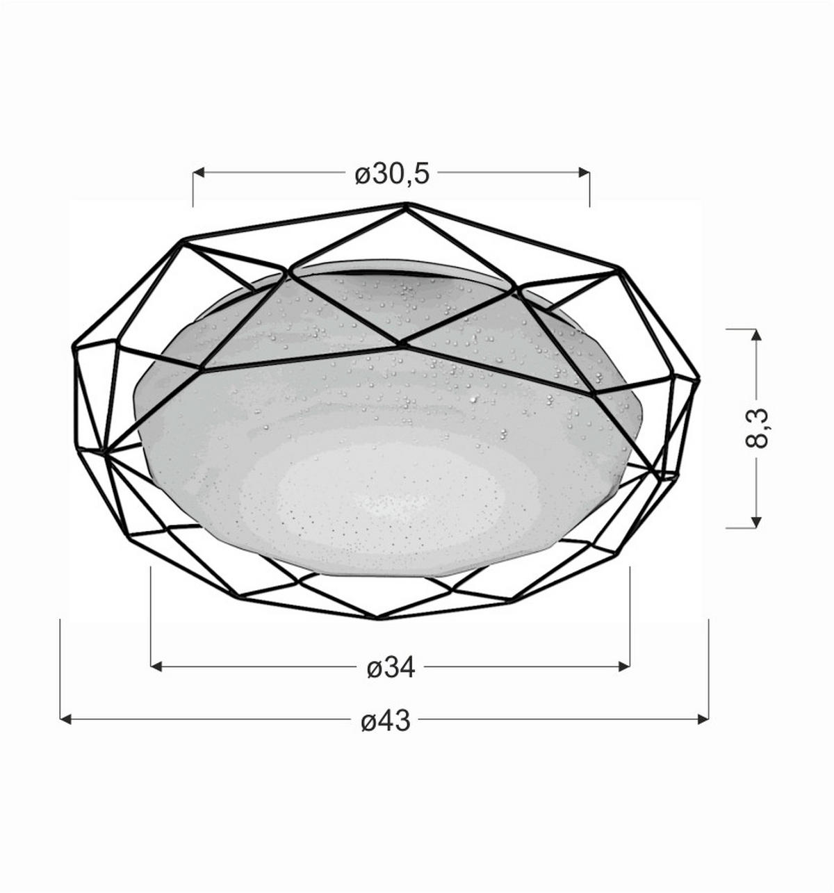 LED-TAKLAMPA 43/43/8.3 cm  - svart, Basics, metall (43/43/8.3cm)