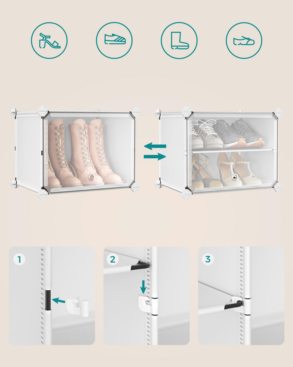 REGÁL NA TOPÁNKY, biela, 83/63/32 cm - biela, Basics, kov/plast (83/63/32cm)