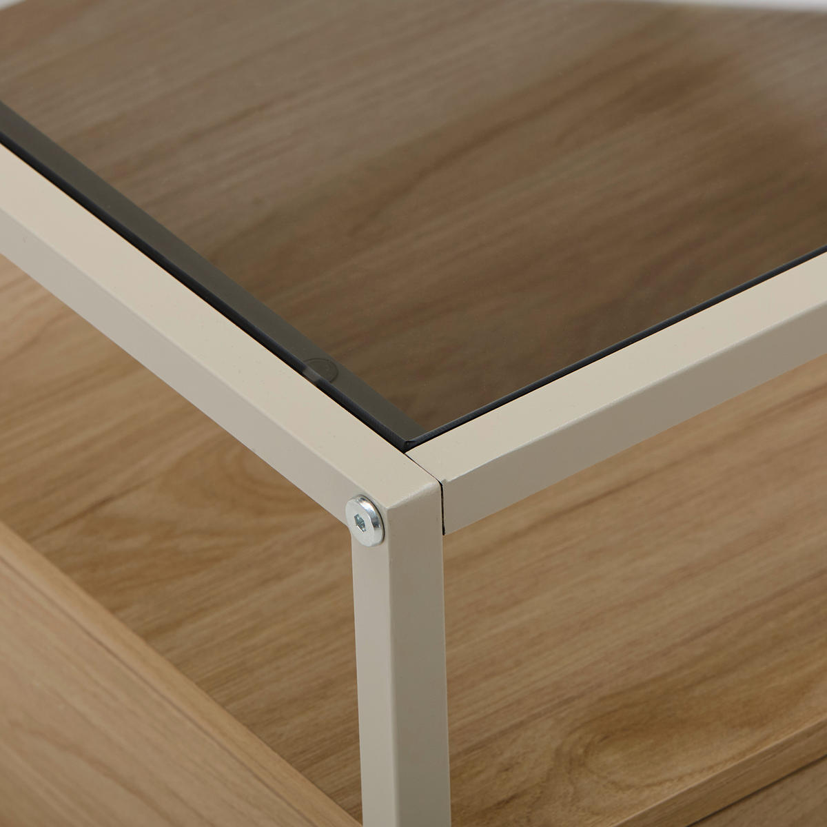 BEISTELLTISCH in Metall, Glas, Holzwerkstoff 40/40/50 cm  - Kaschmir/Eichefarben, Basics, Glas/Holzwerkstoff (40/40/50cm) - Xora