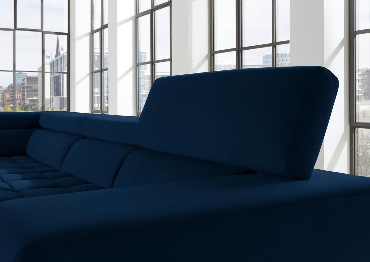 ECKSOFA  in Mikrofaser Dunkelblau  326/222 cm  - Chromfarben/Dunkelblau, Design, Textil/Metall (326/222cm) - Beldomo Speed