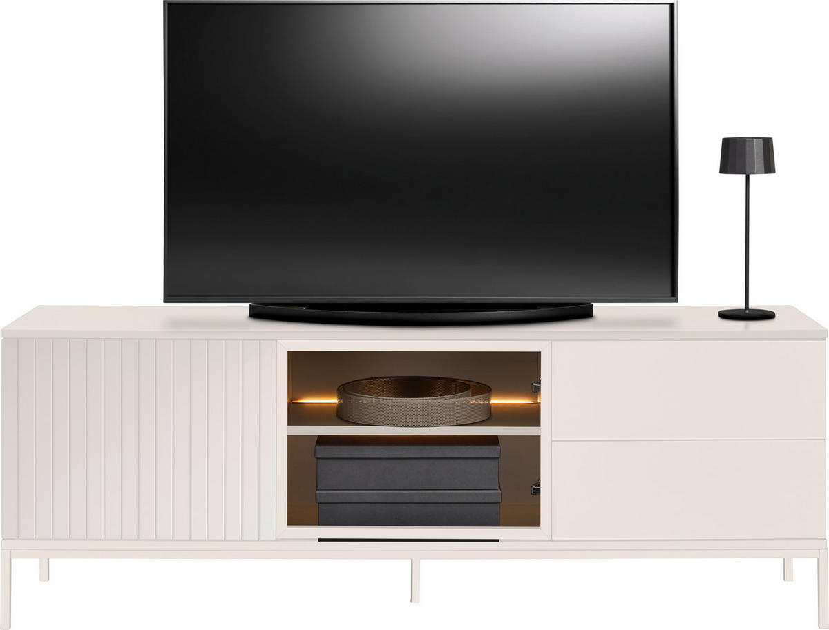 LOWBOARD  in 153,6/56/38 cm  - Kaschmir, KONVENTIONELL, Glas/Holzwerkstoff (153,6/56/38cm) - Voleo