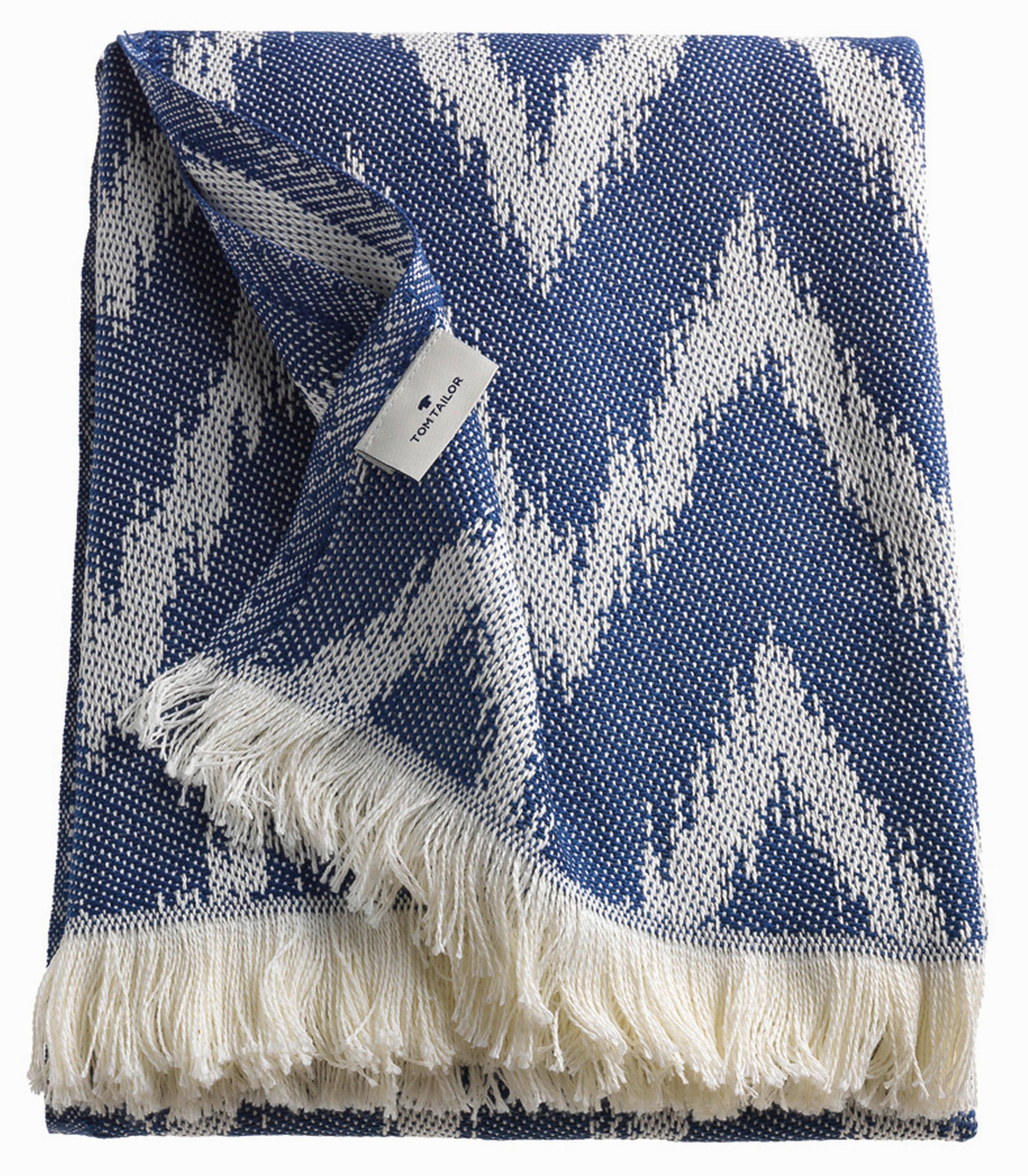 PLAID Zig Zag 140/180 cm - Blau/Creme, Konventionell, Textil (140/180cm) - Tom Tailor