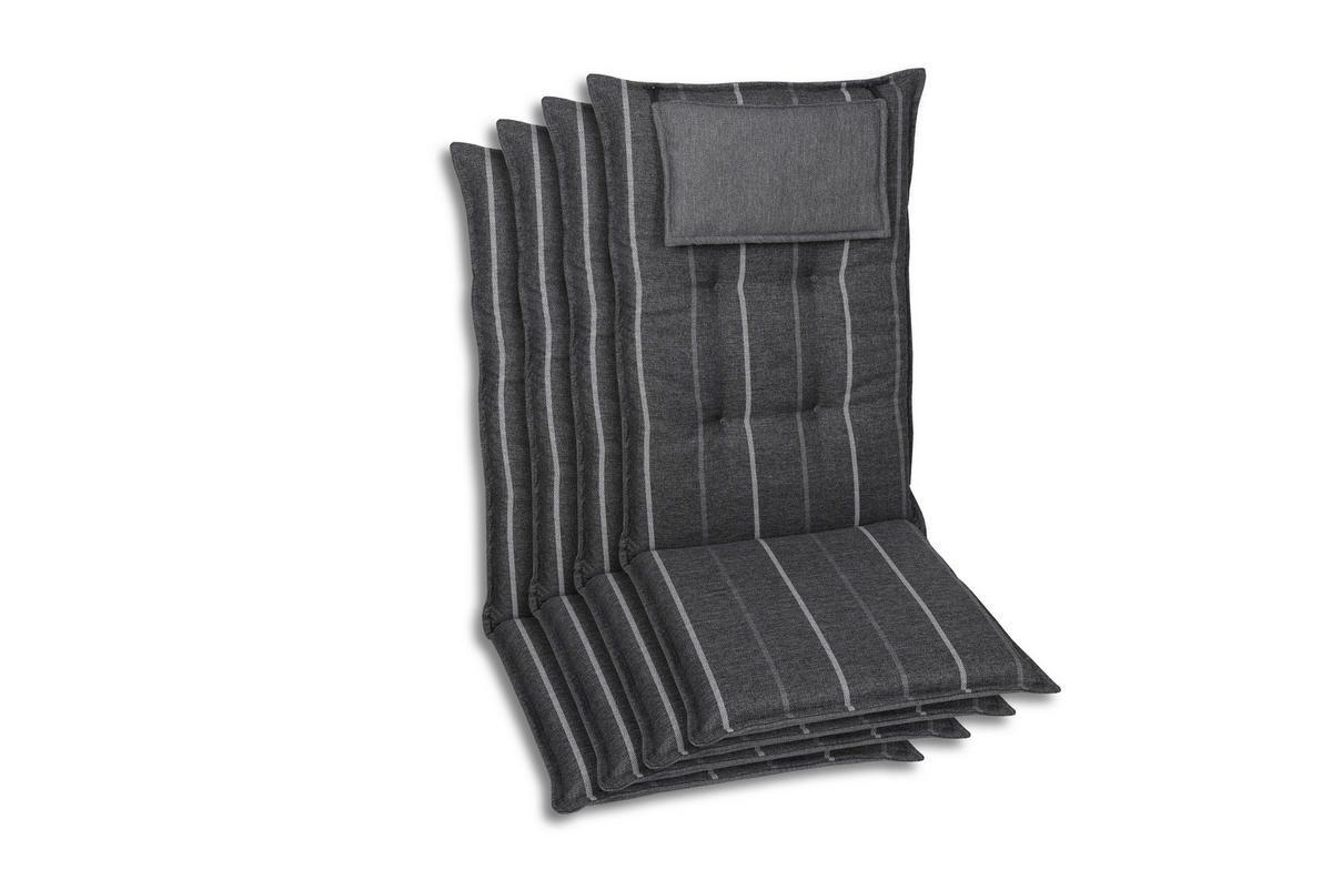 SESSELAUFLAGENSET in Anthrazit, Grau Streifen  - Anthrazit/Grau, Basics, Textil (50/7/120cm)