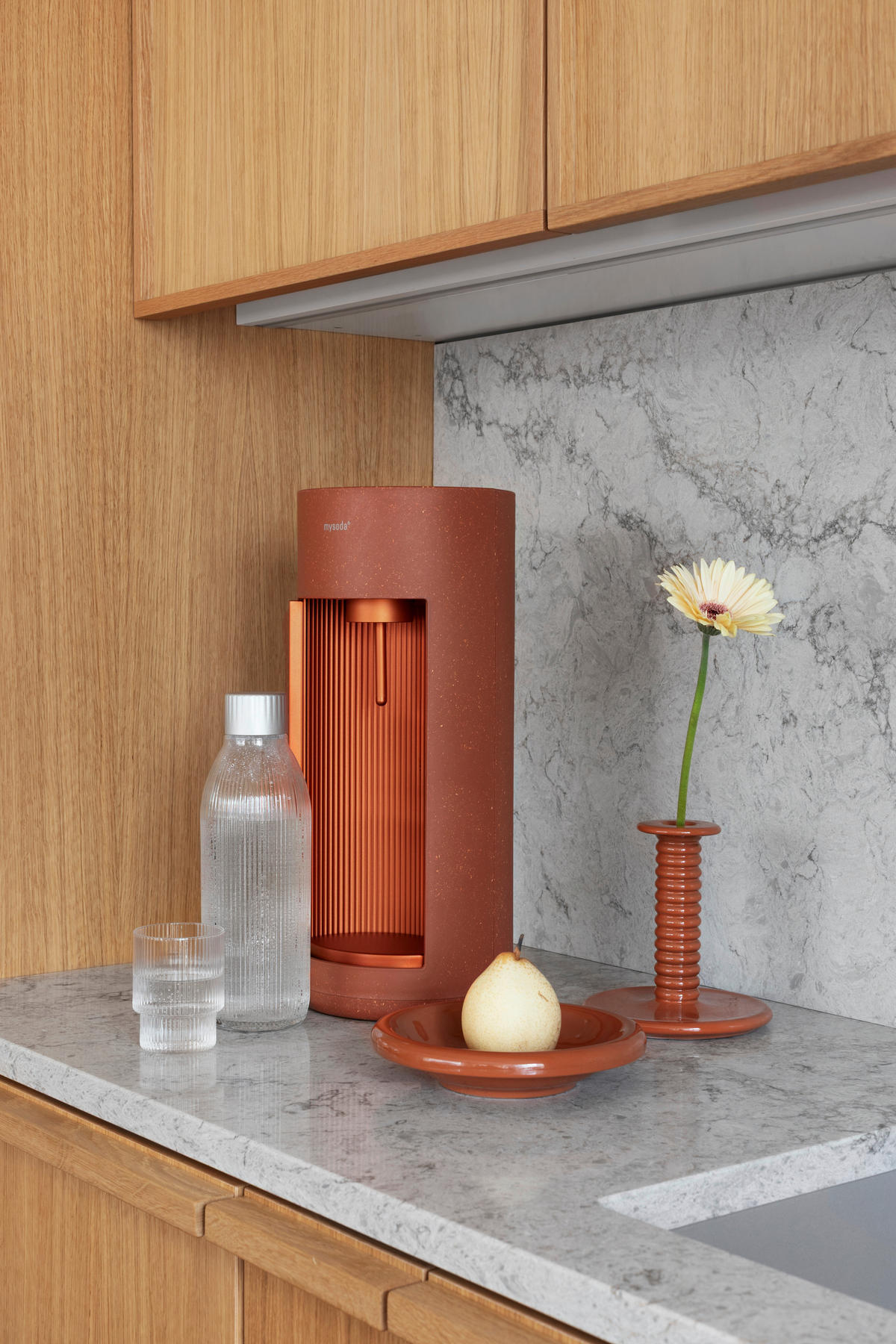 WASSERSPRUDLER GLASSY BEETROOT  - Terracotta, Basics, Holzwerkstoff/Kunststoff (18.8/44.4cm) - mysoda